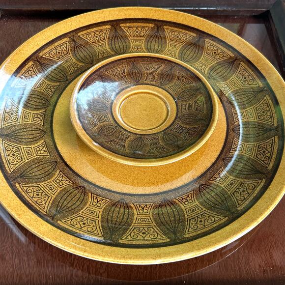 Vintage Taylor Smith & Taylor Cannes Atomic Onion Brown Plates 12" & 6” MCM - Picture 6 of 13